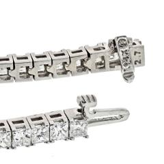 14K WHITE GOLD 7 00 CARAT PRINCESS CUT DIAMOND TENNIS BRACELET - 2512490