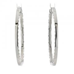 14K WHITE GOLD 7 50CTTW EMERALD AND ROUND CUT DIAMOND HOOP EARRINGS - 3273963