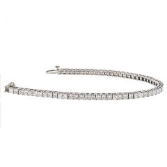 14K WHITE GOLD 7 CARAT PRINCESS CUT ONE LINE TENNIS BRACELET - 2494396