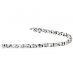 14K WHITE GOLD 8 00CTTW ROUND AND BAGETTE DIAMOND ONE LINE BRACELET - 3002637