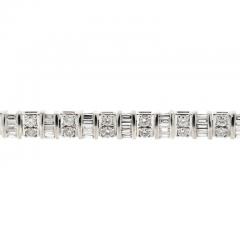 14K WHITE GOLD 8 00CTTW ROUND AND BAGETTE DIAMOND ONE LINE BRACELET - 3002639