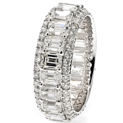14K WHITE GOLD EMERALD CUT AND ROUND CUT DIAMOND ETERNITY ETERNITY BAND - 2956761