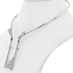 14K WHITE GOLD GEOMETRICAL COLLAR NECKLACE - 3019778