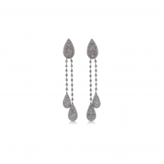 14K White Gold 1 41 Carat Pear Shape Drop Diamond Earrings - 3746919