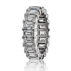 14K White Gold 7 00cttw Emerald Cut Diamond Eternity Band - 4254176