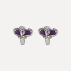 14K White Gold Amethyst Dangle Earrings - 4738158