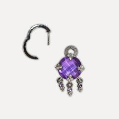 14K White Gold Amethyst Dangle Earrings - 4738163