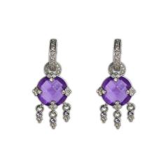14K White Gold Amethyst Dangle Earrings - 4738166