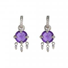 14K White Gold Amethyst Dangle Earrings - 4738601