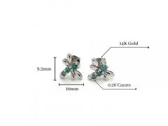 14K White Gold Blue Diamond Dragonfly Stud Earrings - 3597005