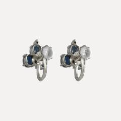 14K White Gold Blue Sapphire Earrings 3 00tcw 3 7g Natural Excellent Condition - 4738151