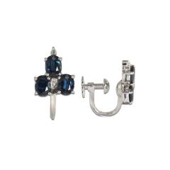 14K White Gold Blue Sapphire Earrings 3 00tcw 3 7g Natural Excellent Condition - 4738570