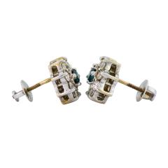 14K White Gold Blue White Diamond Cluster Earrings - 4738155