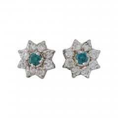 14K White Gold Blue White Diamond Cluster Earrings - 4738600
