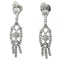 14K White Gold Diamond Dangle earrings 2 00TDW 12 1g SI Clarity G Color - 4738569