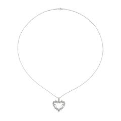 14K White Gold Diamond Heart Pendant Necklace - 4715092