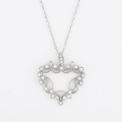 14K White Gold Diamond Heart Pendant Necklace - 4716691