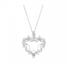 14K White Gold Diamond Heart Pendant Necklace - 4716703