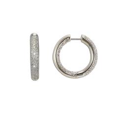 14K White Gold Diamond Hoop Earrings 1 00ct - 4738567