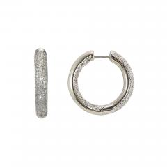 14K White Gold Diamond Hoop Earrings 1 00ct - 4738596
