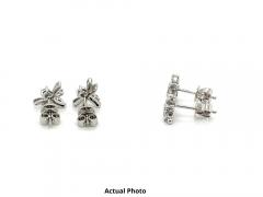 14K White Gold Dragonfly Real Diamond Stud Earrings - 3592759