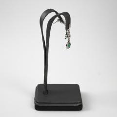 14K White Gold Emerald Diamond Earrings Pendant Set - 4721702