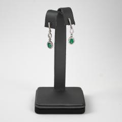 14K White Gold Emerald Diamond Earrings Pendant Set - 4721705