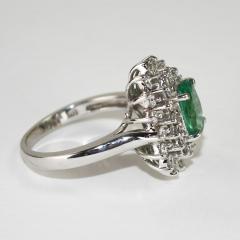 14K White Gold Emerald Diamond Ring 6g - 4525799