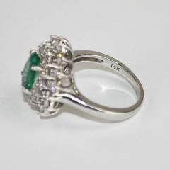 14K White Gold Emerald Diamond Ring 6g - 4525802