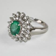 14K White Gold Emerald Diamond Ring 6g - 4525803