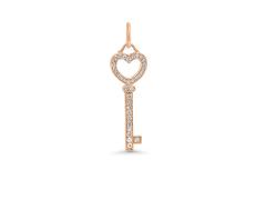 14K White Gold Natural Diamond Key To My Heart Pendant Necklace - 3504935