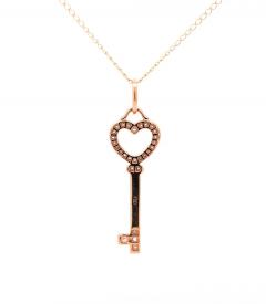14K White Gold Natural Diamond Key To My Heart Pendant Necklace - 3504940