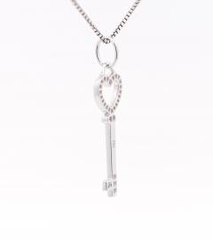 14K White Gold Natural Diamond Key To My Heart Pendant Necklace - 3504941