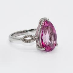 14K White Gold Pink Topaz Diamond Ring 4 7gr - 4525727