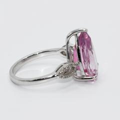 14K White Gold Pink Topaz Diamond Ring 4 7gr - 4525728