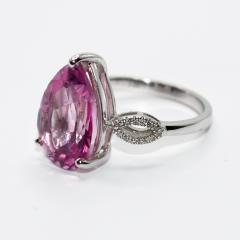 14K White Gold Pink Topaz Diamond Ring 4 7gr - 4525731