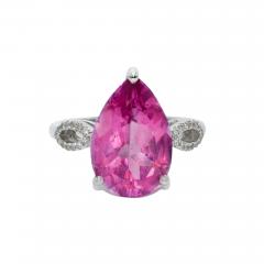 14K White Gold Pink Topaz Diamond Ring 4 7gr - 4527324