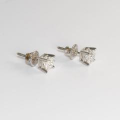 14K White Gold Princess Cut Diamond Stud Earrings 1 00tdw - 4738114