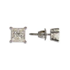 14K White Gold Princess Cut Diamond Stud Earrings 1 00tdw - 4738378