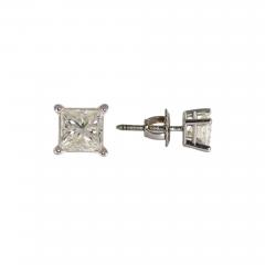 14K White Gold Princess Cut Diamond Stud Earrings 1 00tdw - 4738379