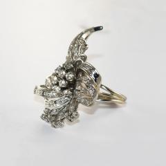 14K White Gold Vintage Diamond Ribbon Style Ring 2 00ct - 4525907