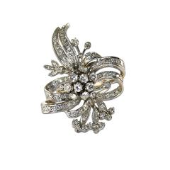 14K White Gold Vintage Diamond Ribbon Style Ring 2 00ct - 4527307