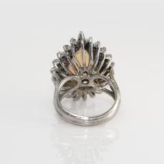 14K White Gold Vintage Opal Diamond Ring 8 7g 35tdw - 4526012