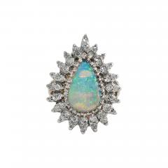 14K White Gold Vintage Opal Diamond Ring 8 7g 35tdw - 4527355