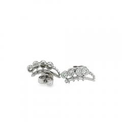 14K White Gold and Diamond Ear Climber Earrings - 3592702