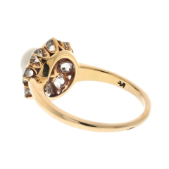 14K YELLOW GOLD 0 80CTTW OLD CUT DIAMOND AND PEARL FLORAL STYLE RING - 3313277