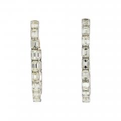 14K YELLOW GOLD 1 INCH EMERALD CUT 5 25CTS HOOP EARRINGS - 2294880