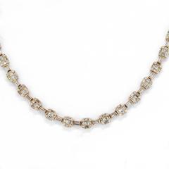 14K YELLOW GOLD 14 50CTTW ROUND AND BAGUETTE CUT DIAMOND LINK CHAIN NECKLACE - 2562796