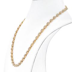 14K YELLOW GOLD 14 50CTTW ROUND AND BAGUETTE CUT DIAMOND LINK CHAIN NECKLACE - 2562797