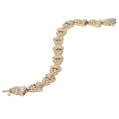 14K YELLOW GOLD ROUND AND BAGUETTE CUT 13 50 CARAT ESTATE BRACELET - 2687895